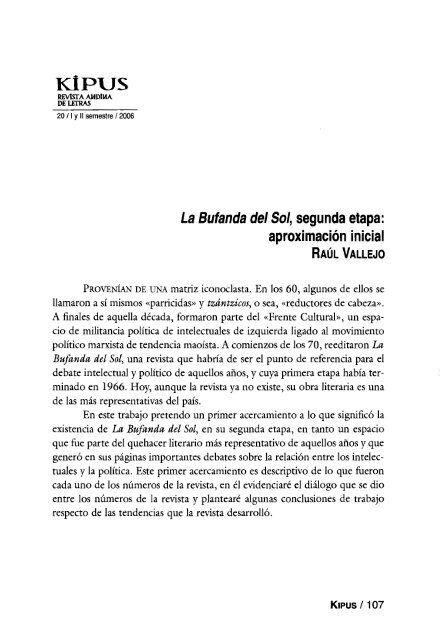 La Bufanda del Sol, segunda etapa - Repositorio UASB-Digital