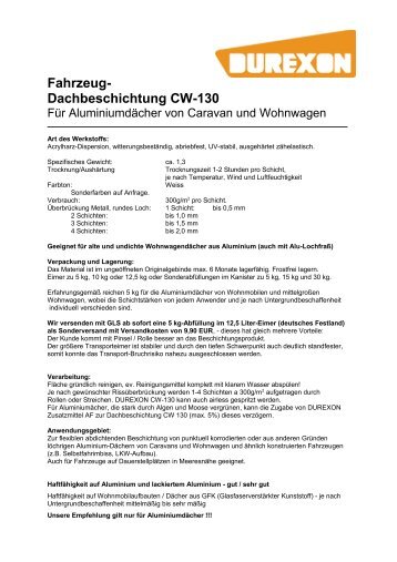 Fahrzeug- Dachbeschichtung CW-130 - Dachbeschichtung von ...