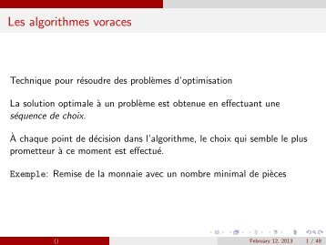 Les algorithmes voraces - UQAC