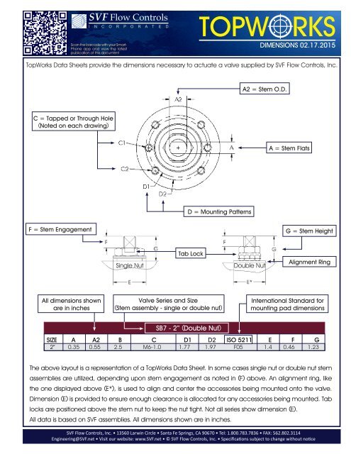 TopWorks Dimensional Data Sheet - SVF Flow Controls, Inc.