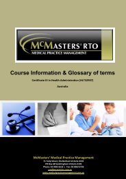 Course Information & Glossary of terms - McMasters Training Pty Ltd