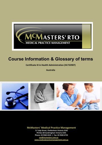 Course Information & Glossary of terms - McMasters Training Pty Ltd