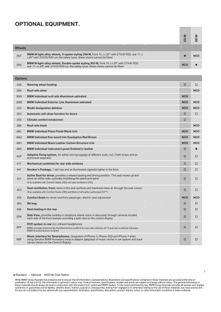 X5 M and X6 M Dealer Specification Guide - BMW