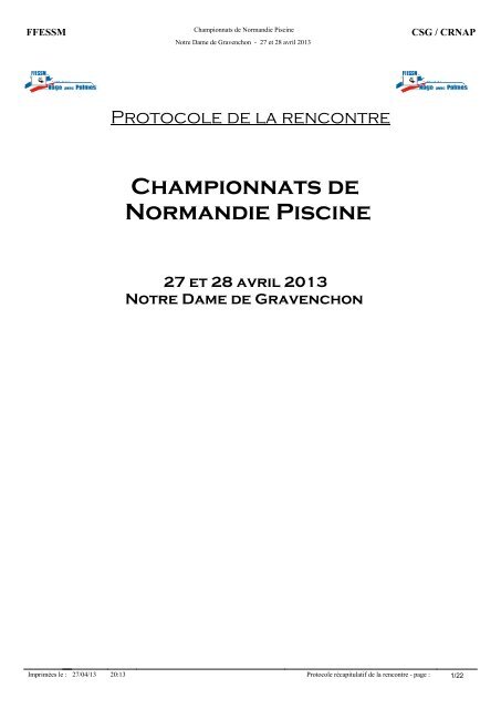 Championnats de Normandie Piscine - Commission Nationale Nage ...