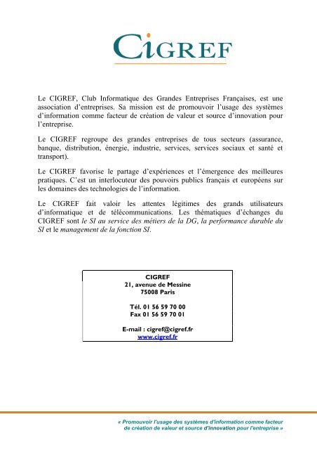 Pilotage Ã©conomique du systÃ¨me d'information - Cigref