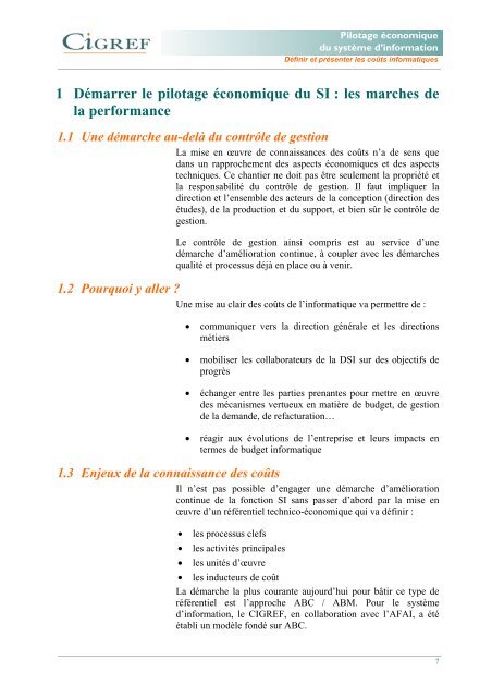 Pilotage Ã©conomique du systÃ¨me d'information - Cigref