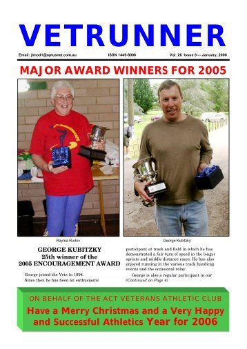 MAJOR AWARD WINNERS FOR 2005 - ACT Veterans Athletics Club