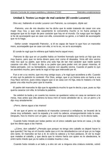 Unidad 3. Textos La mujer de mal carácter (El conde Lucanor)