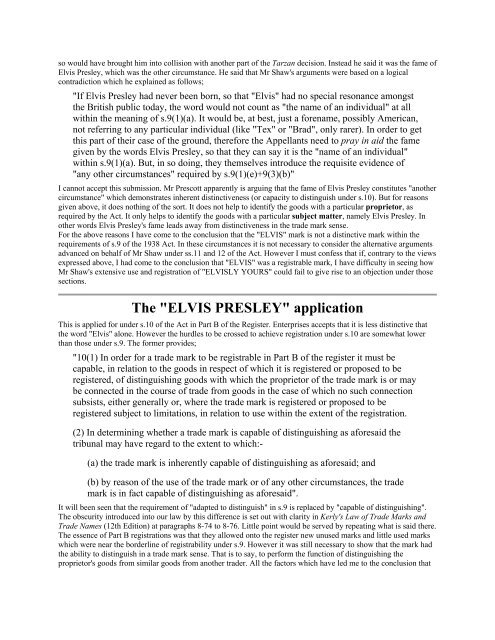 Elvisly Yours v. Elvis Presley Enterprises Inc. - Mark Roesler
