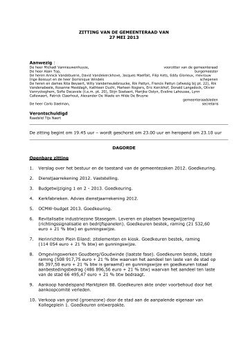 ZITTING VAN DE GEMEENTERAAD VAN 27 MEI ... - Stad Harelbeke