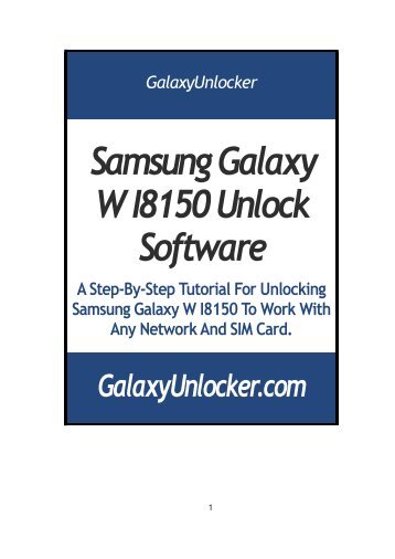Samsung Galaxy W I8150 Unlock Software - GalaxyUnlocker