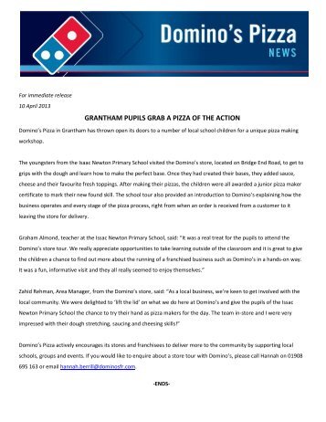 For internal release only - Domino's Pizza