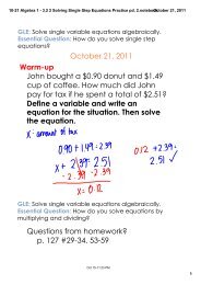 10-21 Algebra 1 - 3.2 2 Solving Single Step Equations Practice pd. 2 ...