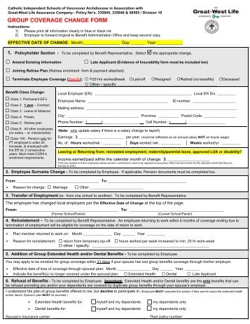 GROUP COVERAGE CHANGE FORM - CISVA