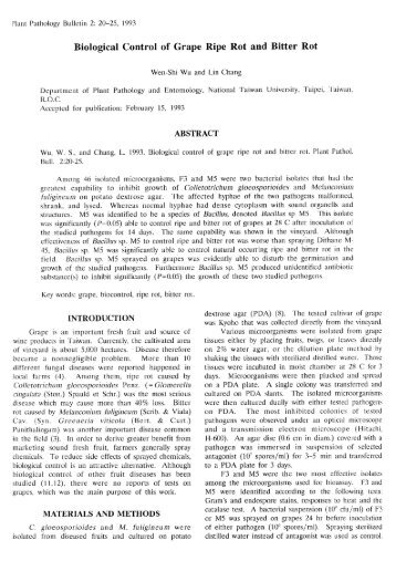 Biological Control of Grape Ripe Rot and Bitter Rot