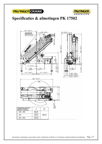 bijlage: Specificaties & afmetingen PK 17502 - Palfinger