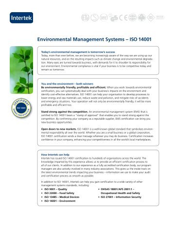 Environmental Management Systems â ISO 14001 - Certifiering.nu