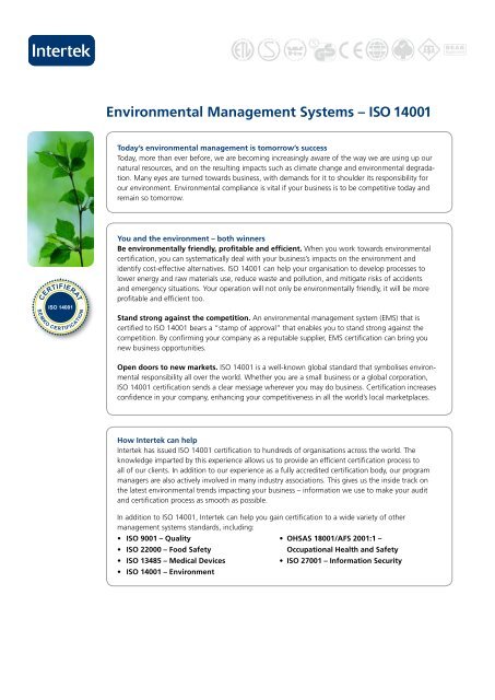 Environmental Management Systems â€“ ISO 14001 - Certifiering.nu