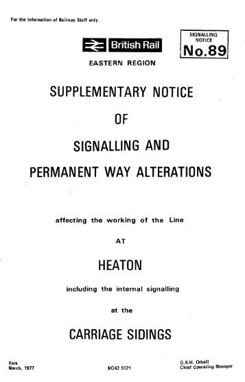 SUPPLEMENTARY NOTICE OF SIGNALLING AND ... - Limit Of Shunt