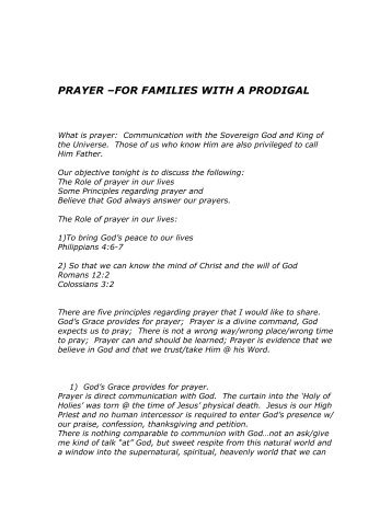 15 prayer handout - Watermark Community Church