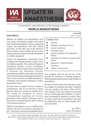 UPDATE IN ANAESTHESIA - WFSA