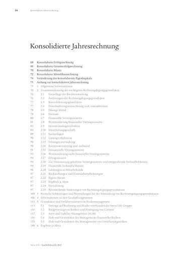 Konsolidierte Jahresrechnung - Swiss Life - Online Report