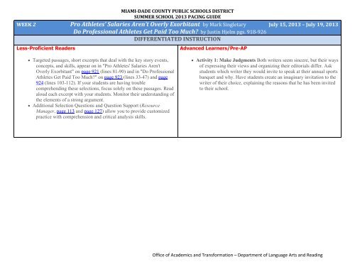 7th Grade M/J Course Credit Recovery JULY 8, 2013 - Division of ...