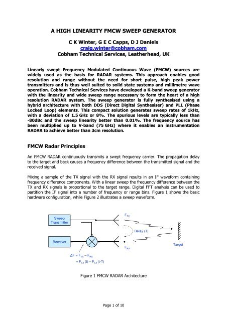 A HIGH LINEARITY FMCW SWEEP GENERATOR