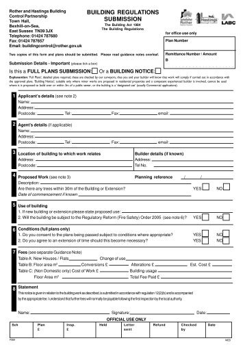 Building Regulations Form