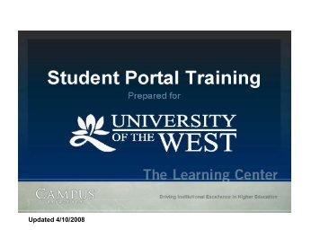 Student Portal Homepage - University of the West