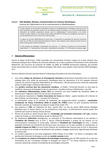 Acronyme du projet / IC Ouest IDEX 2010 1/1 Acronyme ... - L'UNAM