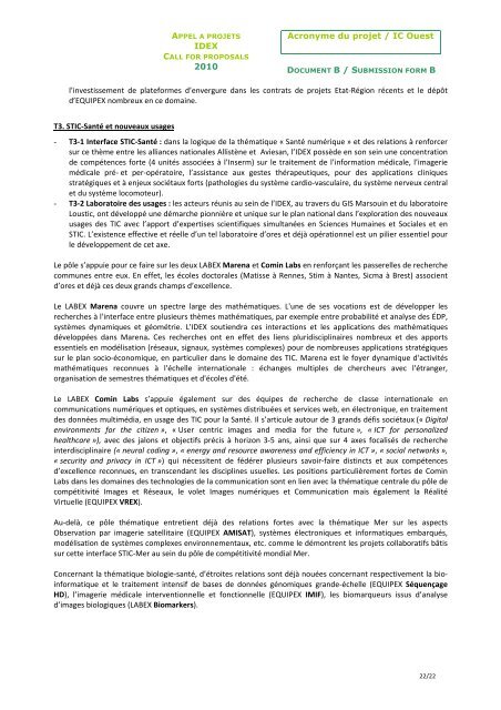 Acronyme du projet / IC Ouest IDEX 2010 1/1 Acronyme ... - L'UNAM