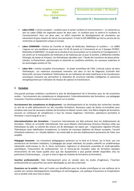 Acronyme du projet / IC Ouest IDEX 2010 1/1 Acronyme ... - L'UNAM