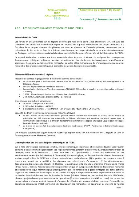 Acronyme du projet / IC Ouest IDEX 2010 1/1 Acronyme ... - L'UNAM