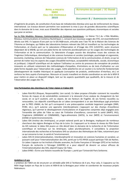 Acronyme du projet / IC Ouest IDEX 2010 1/1 Acronyme ... - L'UNAM