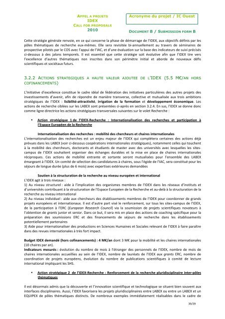 Acronyme du projet / IC Ouest IDEX 2010 1/1 Acronyme ... - L'UNAM