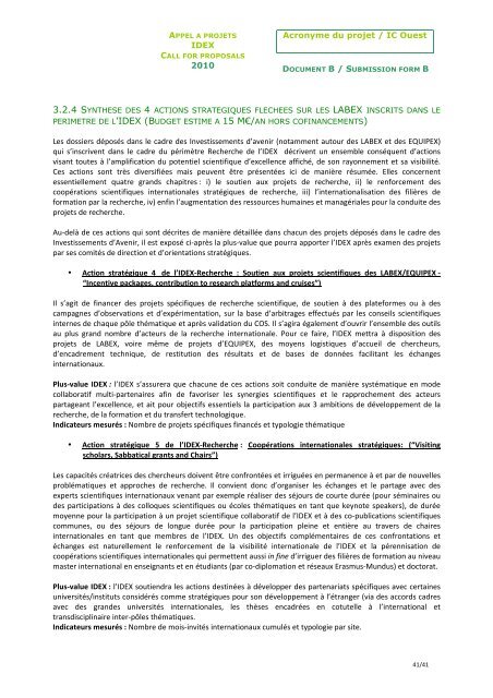 Acronyme du projet / IC Ouest IDEX 2010 1/1 Acronyme ... - L'UNAM