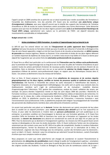 Acronyme du projet / IC Ouest IDEX 2010 1/1 Acronyme ... - L'UNAM