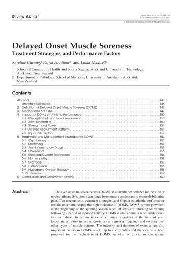 Delayed Onset Muscle Soreness: Treatment ... - ResearchGate