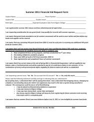 Summer 2011 Financial Aid Request Form - Kilgore College