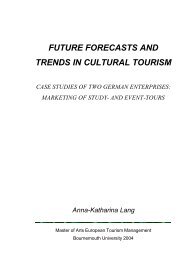 FUTURE FORECASTS AND TRENDS IN CULTURAL TOURISM