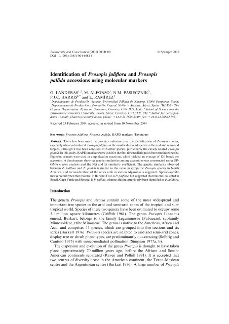 Identification of Prosopis juliflora and Prosopis - Universidad Pública ...