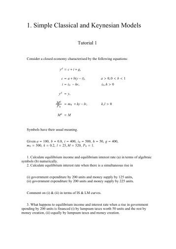 1. Simple Classical and Keynesian Models - Patrickminford.net