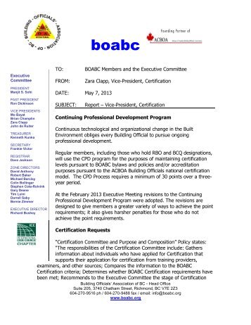 Certification Committee Report - May 2013.pdf - Building Officials ...