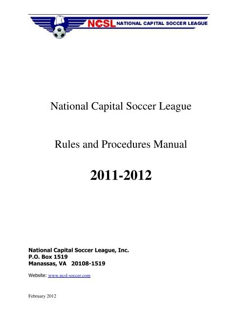 National Capital Soccer League Rules and Procedures ... - NCSL