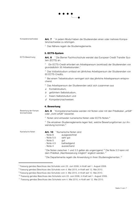 Rahmenreglement - BFH-TI - Berner Fachhochschule