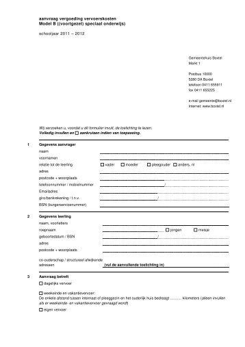 aanvraag vergoeding vervoerskosten Model B ... - Gemeente Boxtel