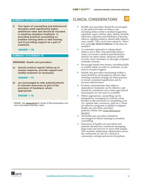 Canadian Smoking Cessation Clinical Practice Guideline