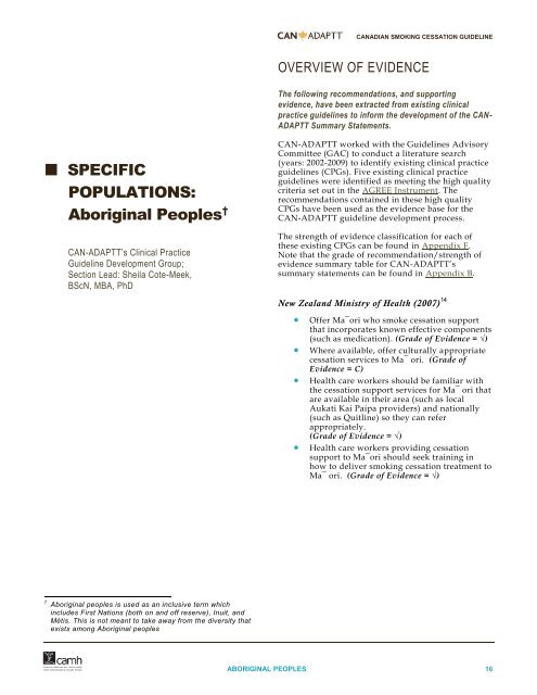 Canadian Smoking Cessation Clinical Practice Guideline