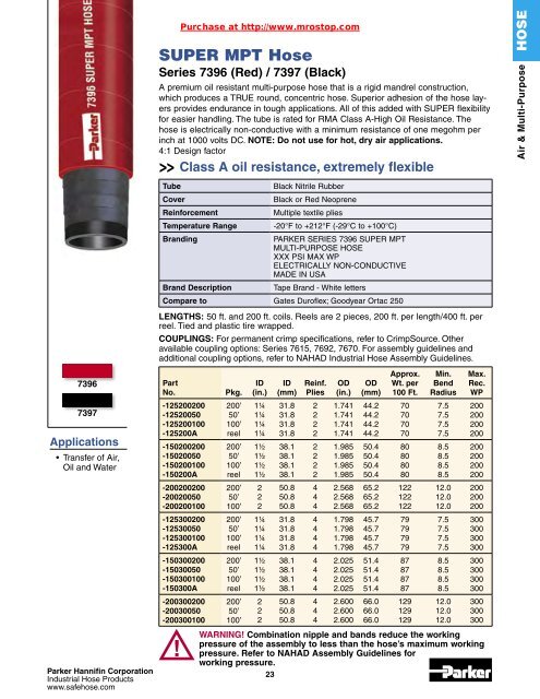 Parker Industrial Hose Catalog 4800 - MRO Stop